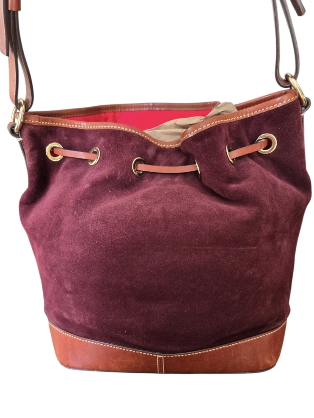 Dooney & Bourke Suede Drawstring Crossbody/Shoulder Bucket Bag In EUC - Picture 8 of 15